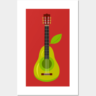 Pear Guitar illustration Posters and Art